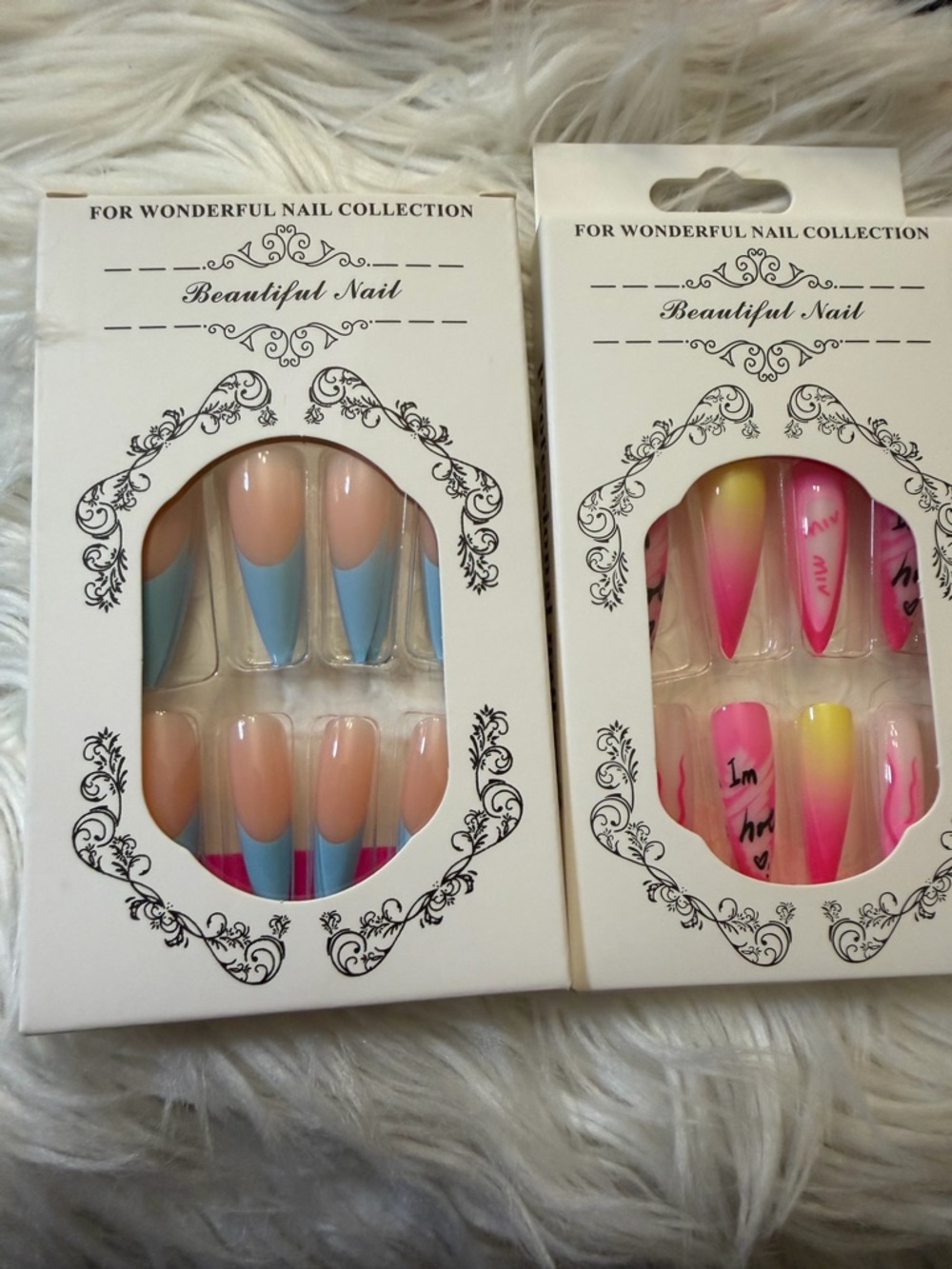 Women's Ombre & French Stiletto Press-On Nails - Pink, Blue, Yellow